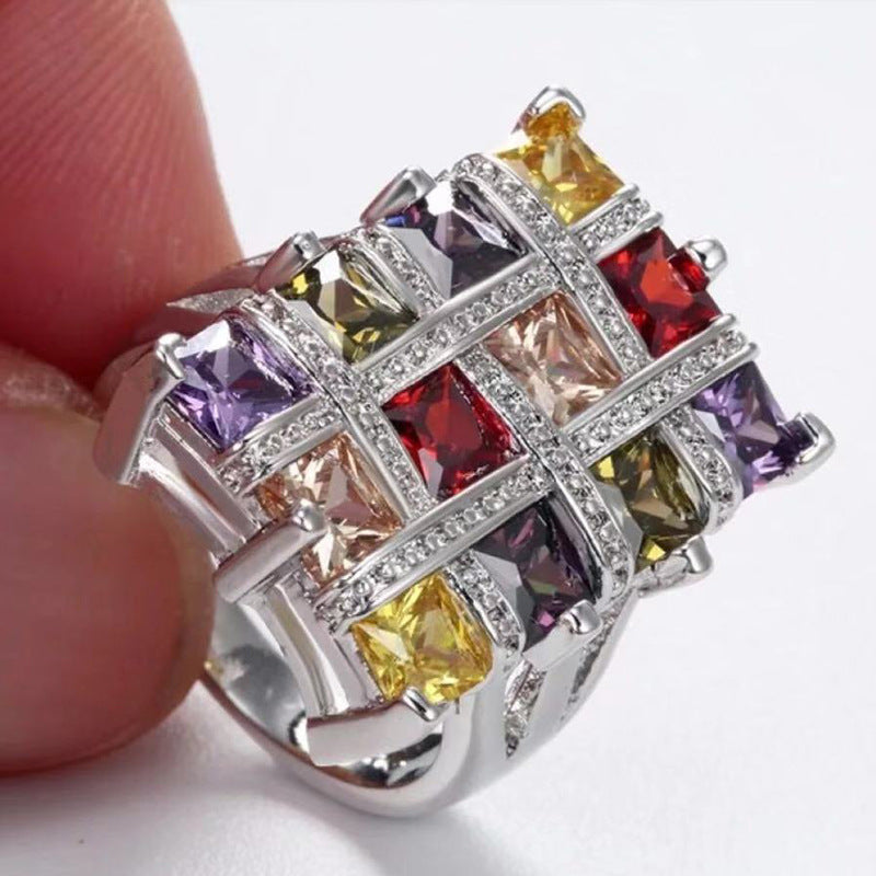 Color Quadrel Domineering Popular Hand Jewelry Rings