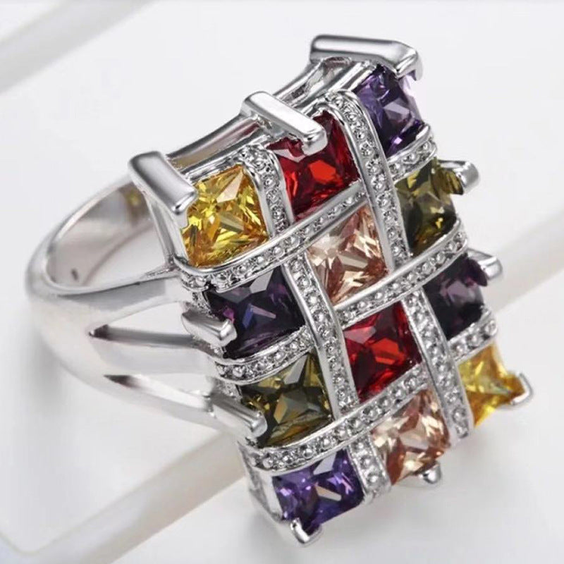 Color Quadrel Domineering Popular Hand Jewelry Rings