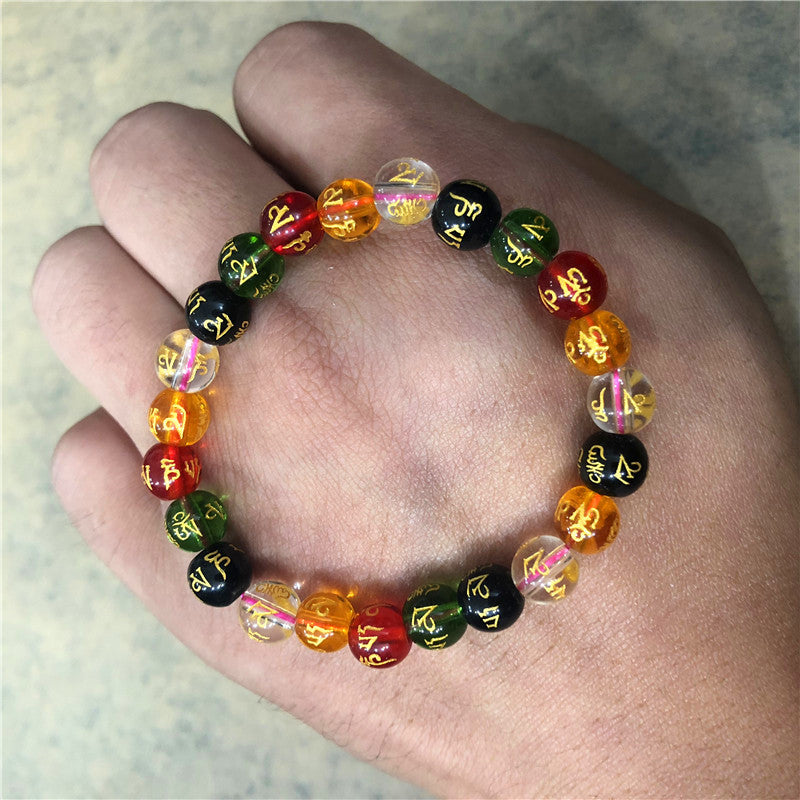 Motto Five Elements Crystal Prayer Beads Live Stall Scenic Spot Bracelet