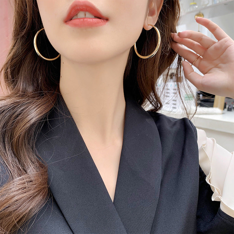 Ear Large Female Exaggerating Circle Metal Earrings