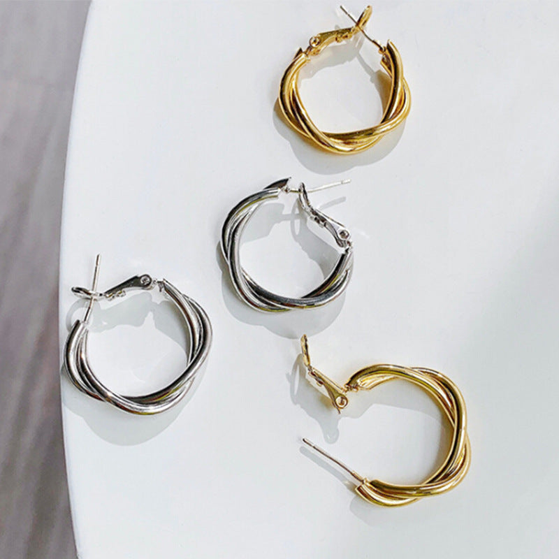 Sense Female Simple Personalized Twist Ear Rings