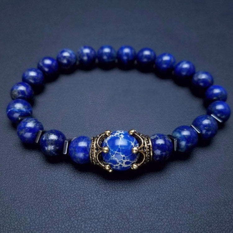 Men's Fashion Luxury Alloy Crown Tigereye Beads Bracelets