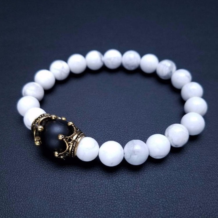 Men's Fashion Luxury Alloy Crown Tigereye Beads Bracelets