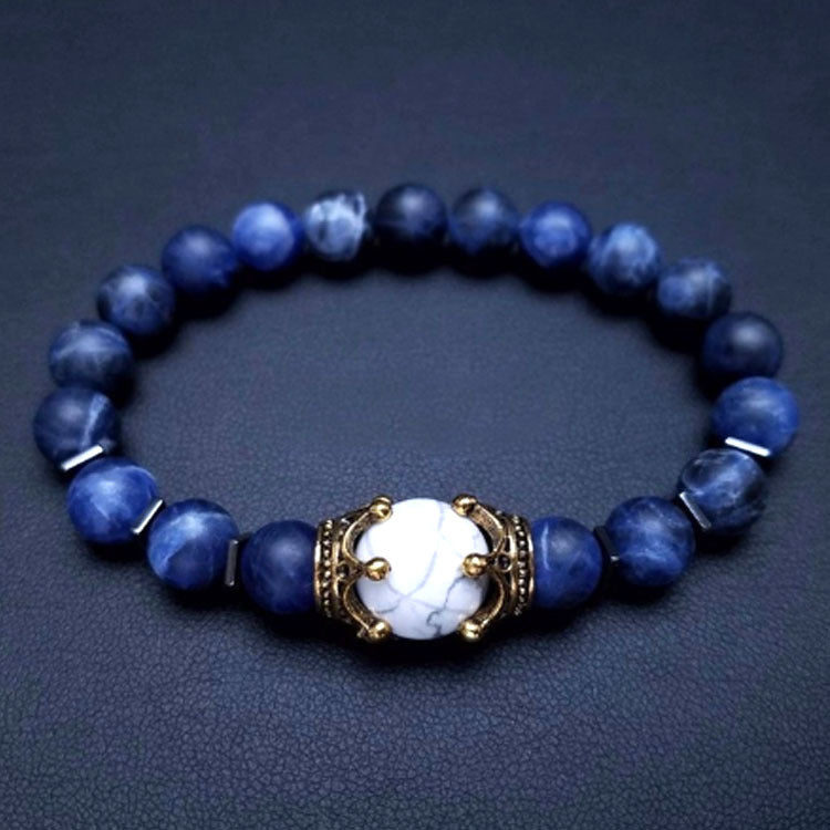 Men's Fashion Luxury Alloy Crown Tigereye Beads Bracelets