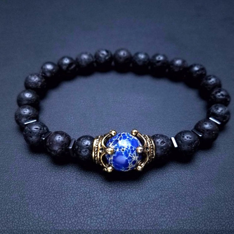 Men's Fashion Luxury Alloy Crown Tigereye Beads Bracelets