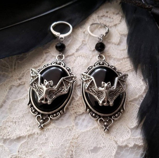 Halloween Personalized Animal Bat Black Onyx Necklaces