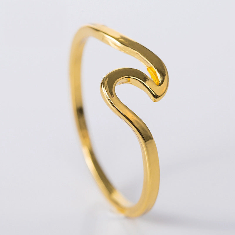 Charming Cool Simple Wave Sier Jewelry Rings