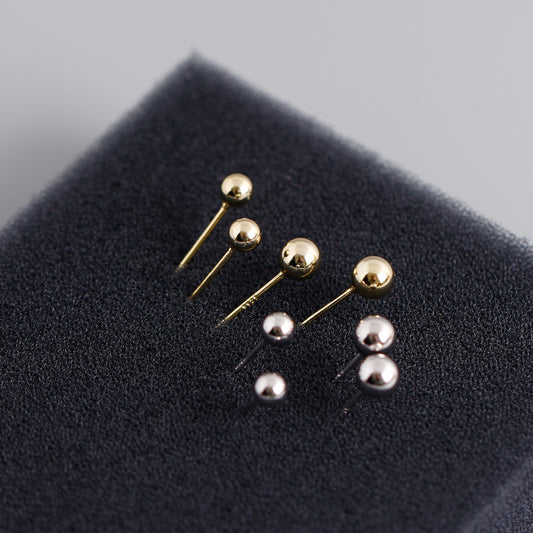 Simple Bead Ear Golden Sterling Sier Rings