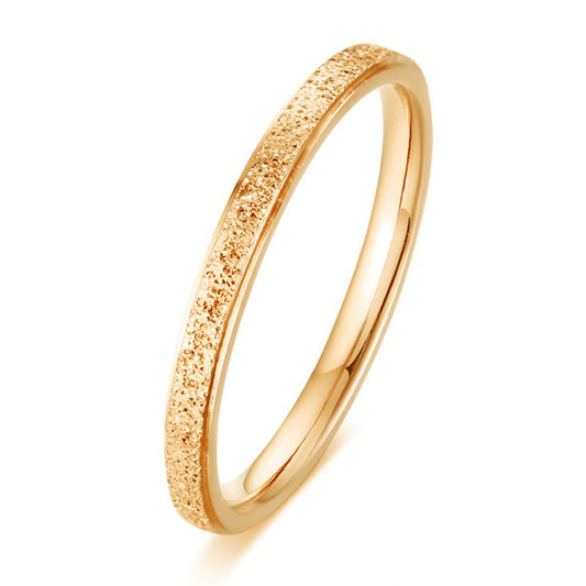 Women's & Men's Steel Ornament Rose Frosted Gold Titanium Rings