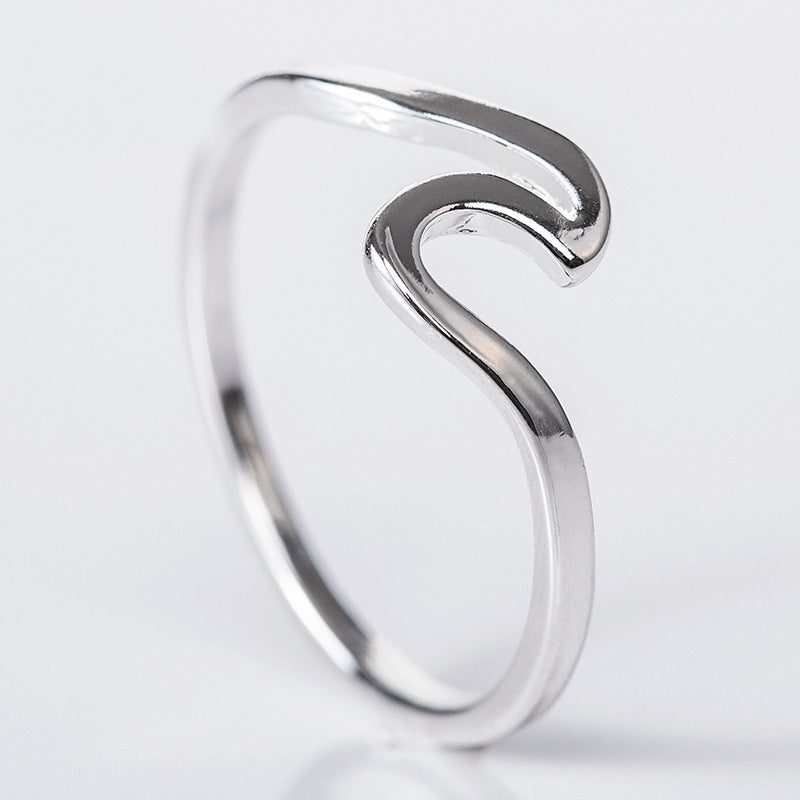 Charming Cool Simple Wave Sier Jewelry Rings