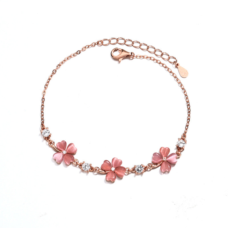 Pink White Crystal Sweet Design Personality Bracelets