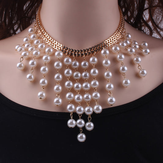 Women's Retro Fashion Elegance Pearl Sweater Chain Necklaces