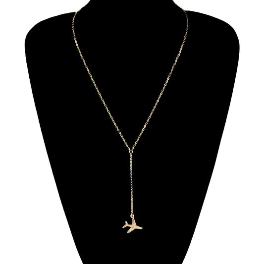 Ornament Short Alloy Aircraft Y-shaped Lady Temperament Necklaces