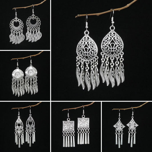 Women's Tibetan Sier Miao Eardrops Classical Ethnic Style Earrings