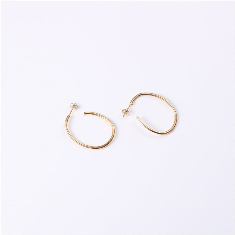 Twisted Shaped Line Titanium Steel Gold-plated Earrings