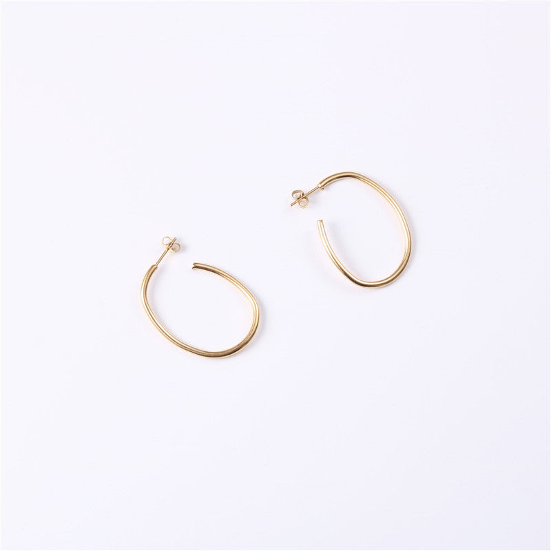 Twisted Shaped Line Titanium Steel Gold-plated Earrings