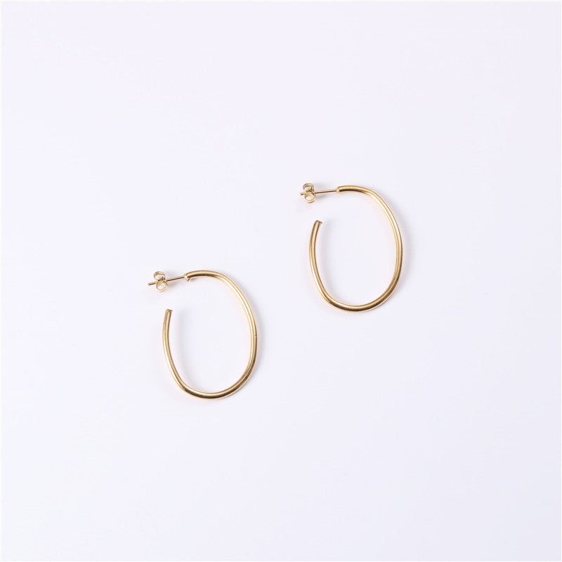 Twisted Shaped Line Titanium Steel Gold-plated Earrings