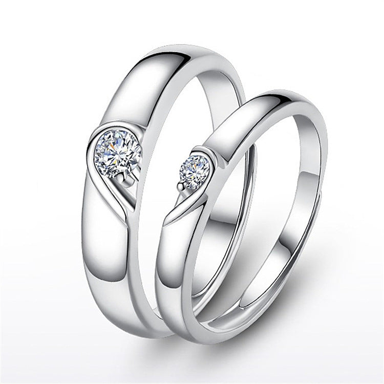 Women's & Men's Personality Gift Couple Pair Of Sier Plated Rings