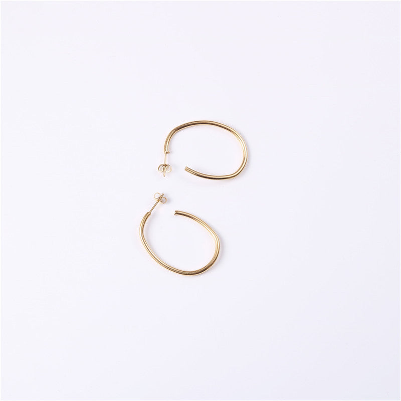 Twisted Shaped Line Titanium Steel Gold-plated Earrings