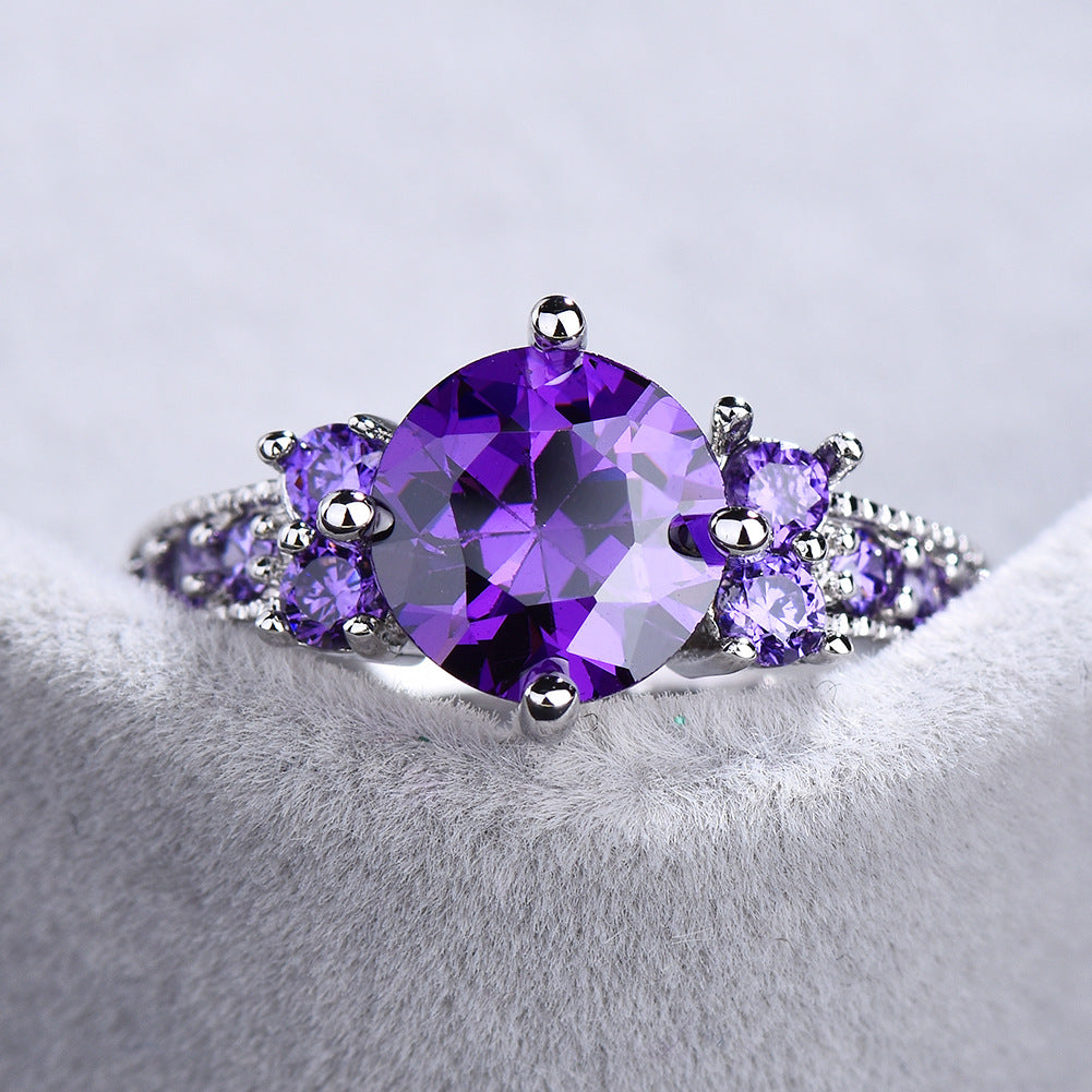 Women's Female Purple Zircon Diamond Accessories Creative Rings