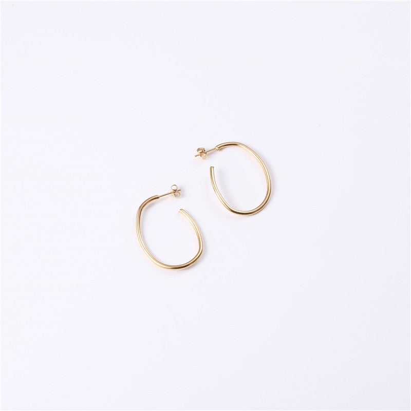 Twisted Shaped Line Titanium Steel Gold-plated Earrings