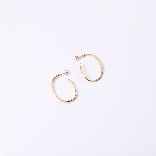 Twisted Shaped Line Titanium Steel Gold-plated Earrings