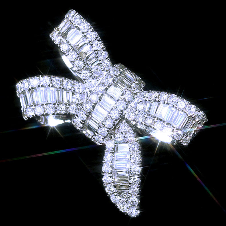 Series Bow Ladder Square Diamond Beautiful Luxury Simulation Temperament Rings
