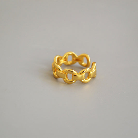 Women's Style Brass Gold-plated Exquisite Chain Simple Opening Graceful Rings