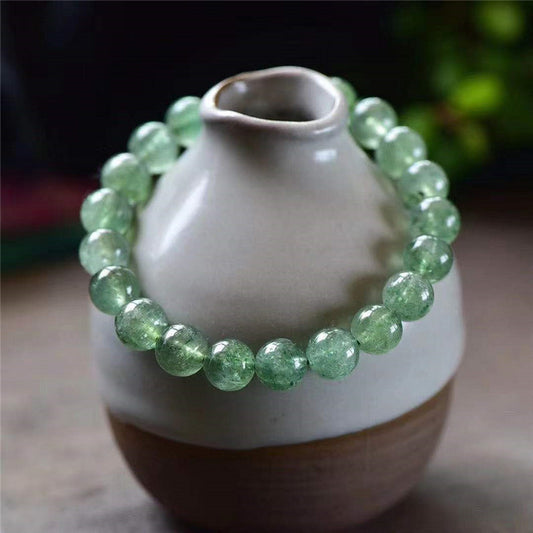 Natural Crystal Green Strawberry Quartz Single Bracelets