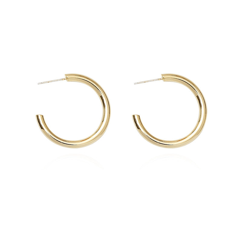 Round Geometric Gold-plated Metal Ear Minimalist Earrings