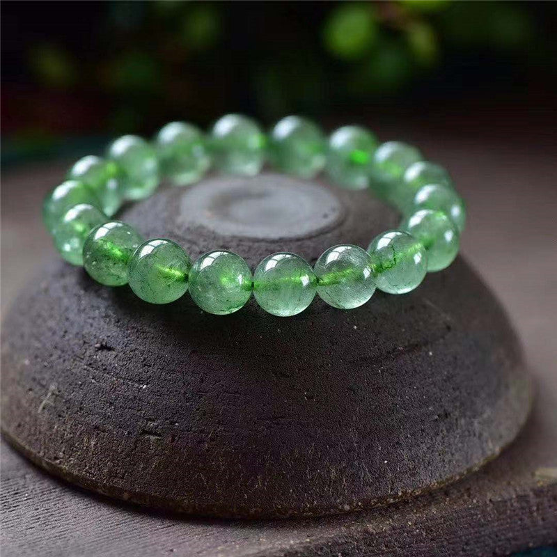 Natural Crystal Green Strawberry Quartz Single Bracelets