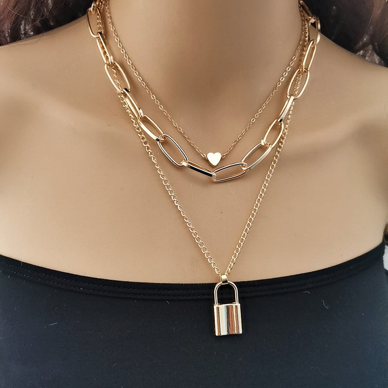 Chain Peach Heart Creative Fashion Geometry Necklaces