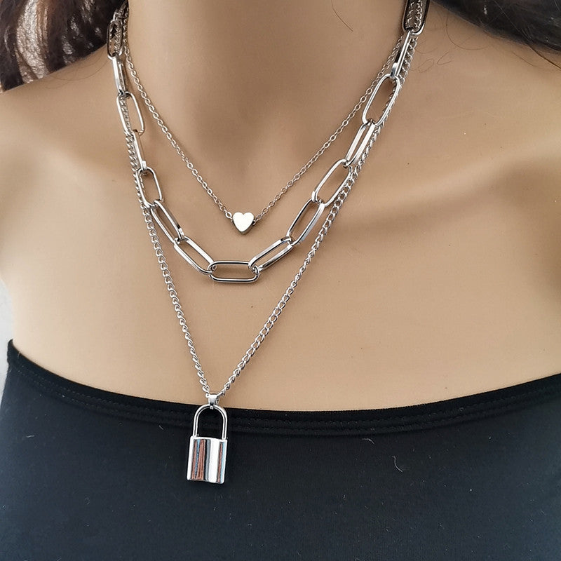 Chain Peach Heart Creative Fashion Geometry Necklaces