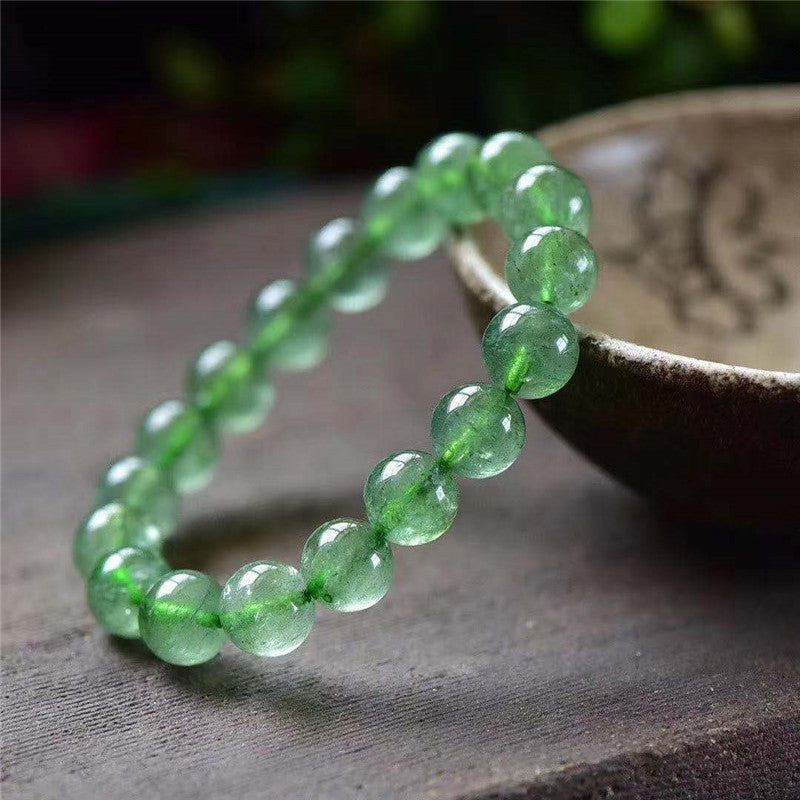 Natural Crystal Green Strawberry Quartz Single Bracelets