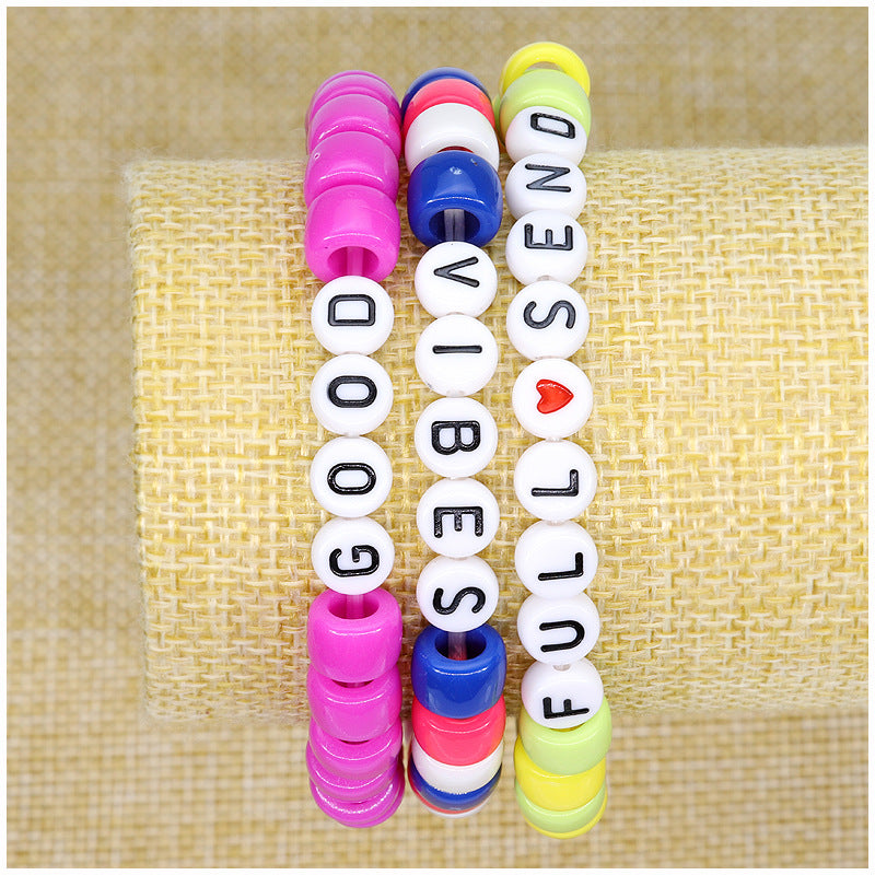 Rainbow Beads Stringed Hand-woven Pieces Suit Bracelets