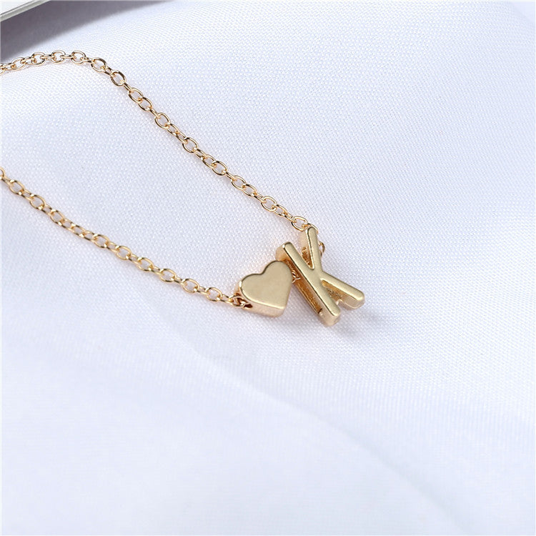 English Letter Simplicity Creative Heart Shaped Short Necklaces