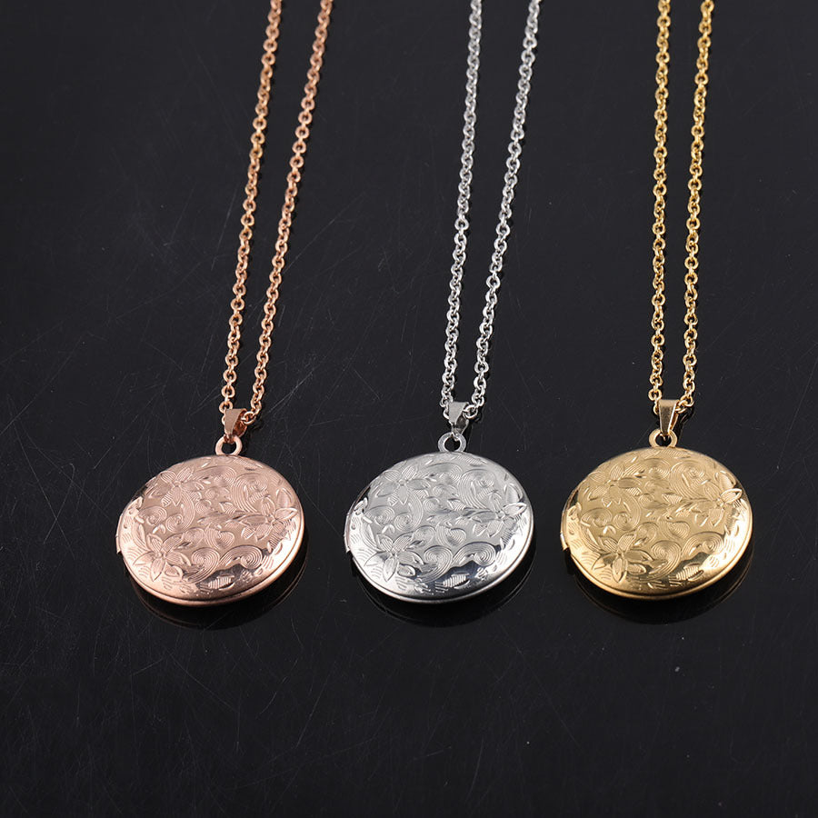 Steel Retro Pattern Surface Round Box Can Necklaces