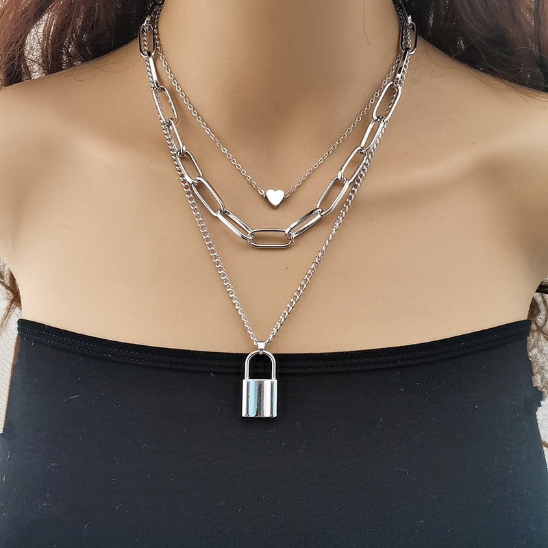 Chain Peach Heart Creative Fashion Geometry Necklaces