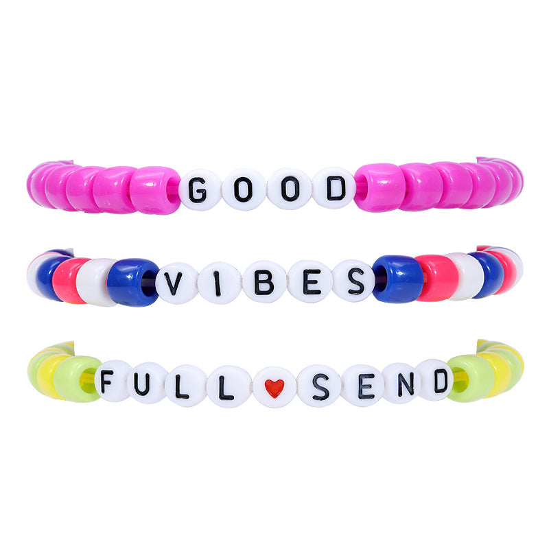 Rainbow Beads Stringed Hand-woven Pieces Suit Bracelets