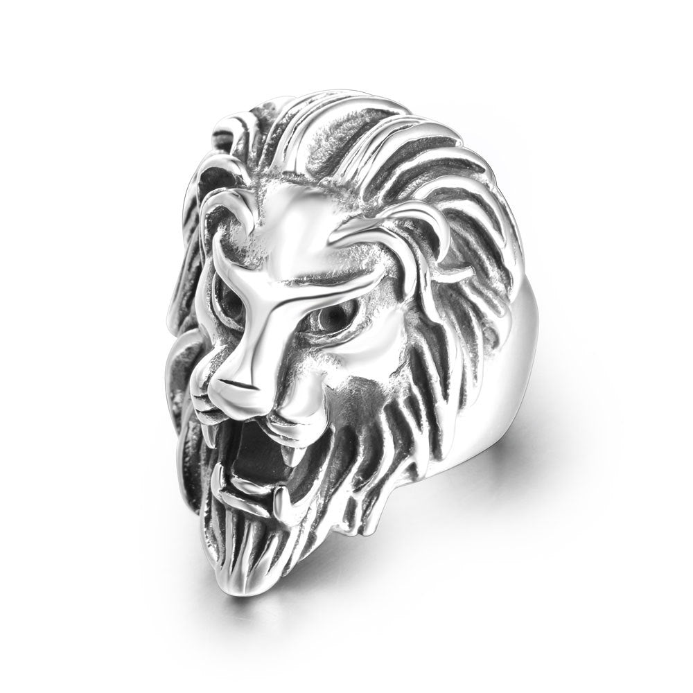 Domineering Lion's Head Peng Fan Titanium Steel Rings