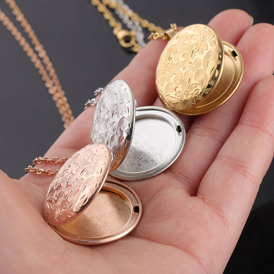 Steel Retro Pattern Surface Round Box Can Necklaces