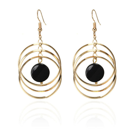 Women's Circle Trendy Exaggerated Personalized Long Simple Graceful Tassel Big Earrings