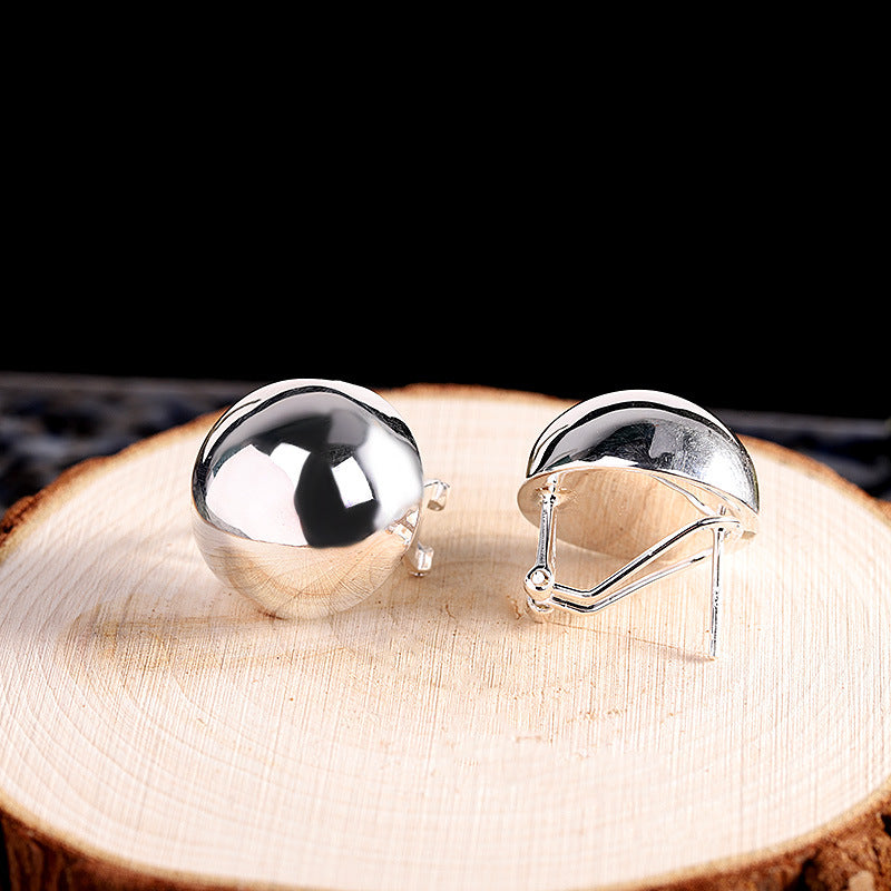 Women's Sier Handmade Brushed Semicircle Ear Earrings