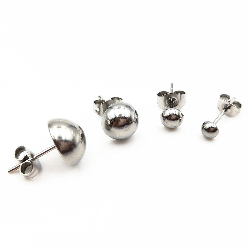 Korean Style Titanium Steel Semicircle Auricular Needle Hemisphere Semisphere Rings