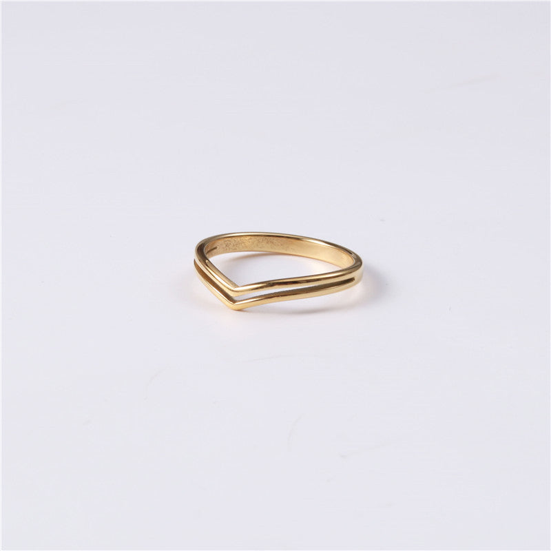 Steel Female Gold Plated Simple Grace Personality Rings