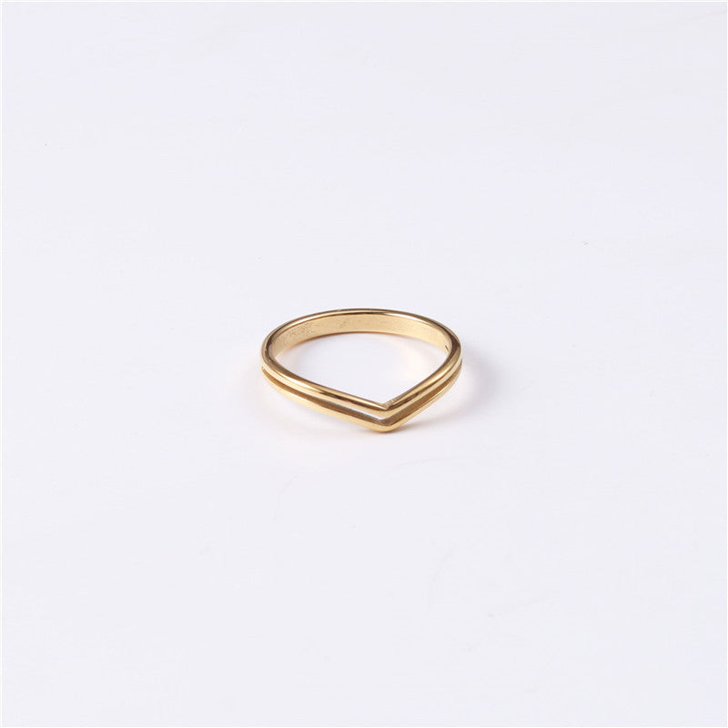 Steel Female Gold Plated Simple Grace Personality Rings