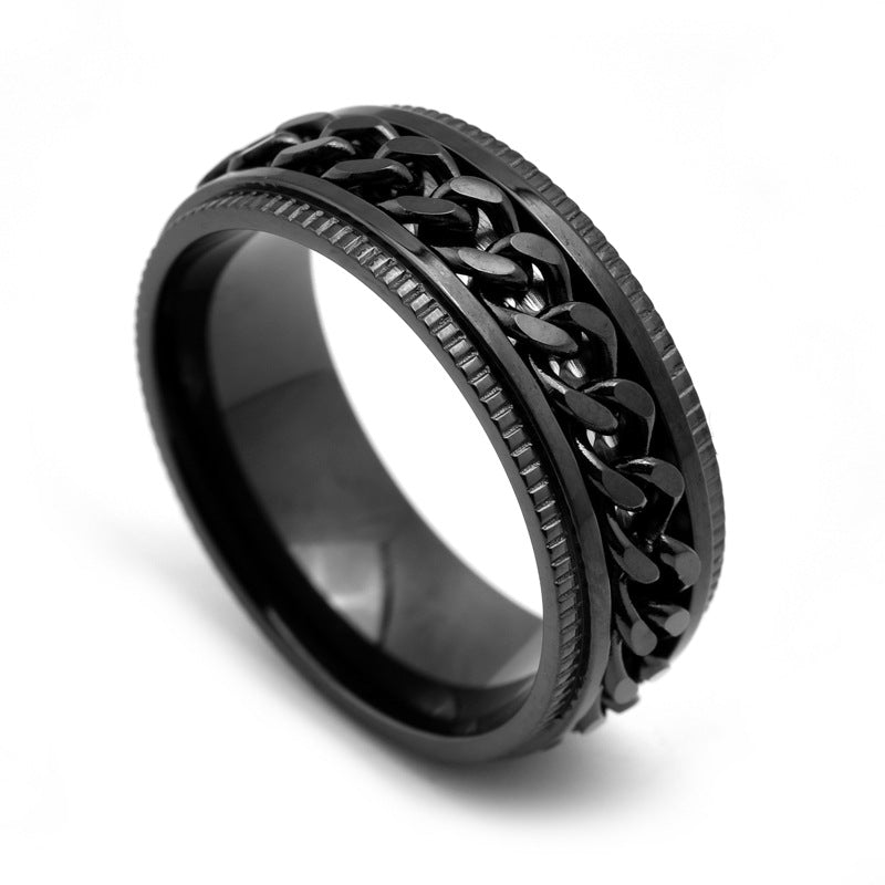 Men's Accessories Rotatable Chain Gear Titanium Steel Rings