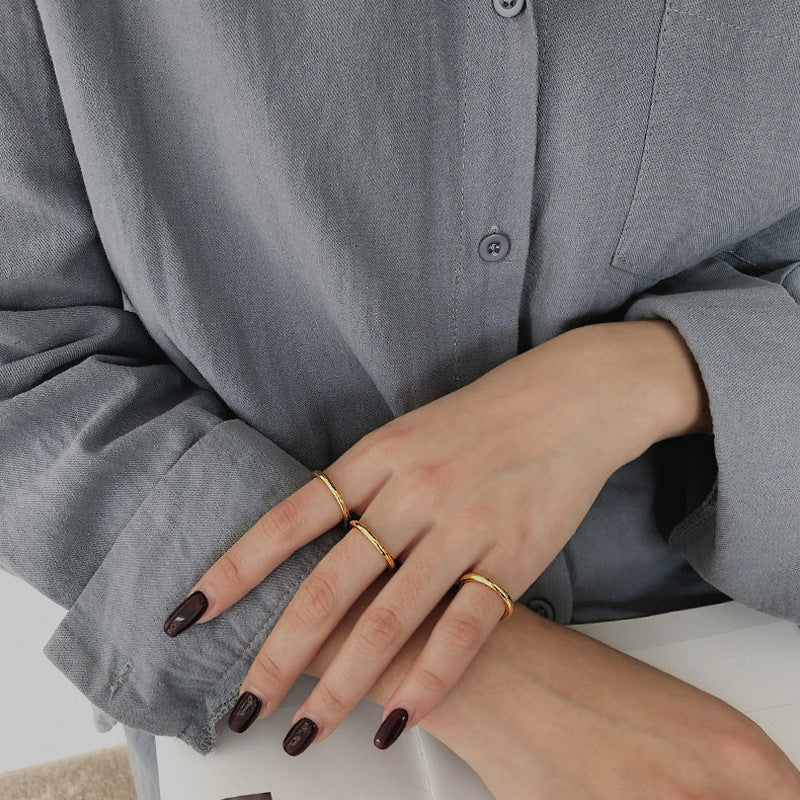 Style Sterling Sier Personality Handmade Vacuum Plating Rings