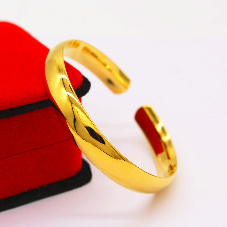 Women's Placer Gold Open Thickened Starry Glossy Gold-plated Wedding Bracelet