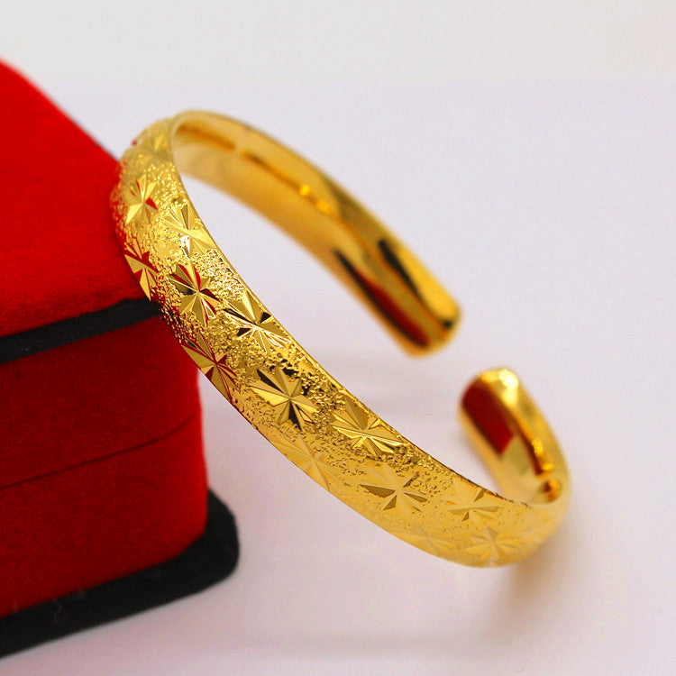 Women's Placer Gold Open Thickened Starry Glossy Gold-plated Wedding Bracelet